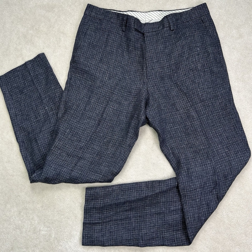 Banana Republic Heritage Linen Pants 32x32 Check Lined Lightweight